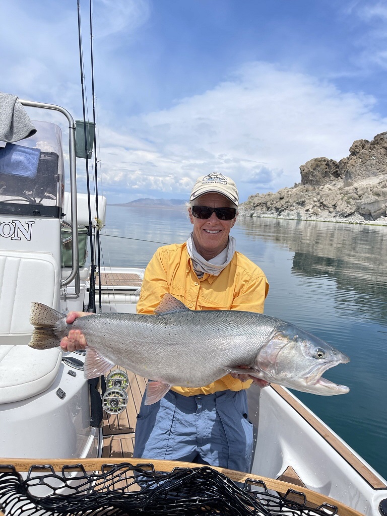 Fly Fishing Pyramid Lake - 20 LBS Lahontan Cutthroat Trout - Lady Angler