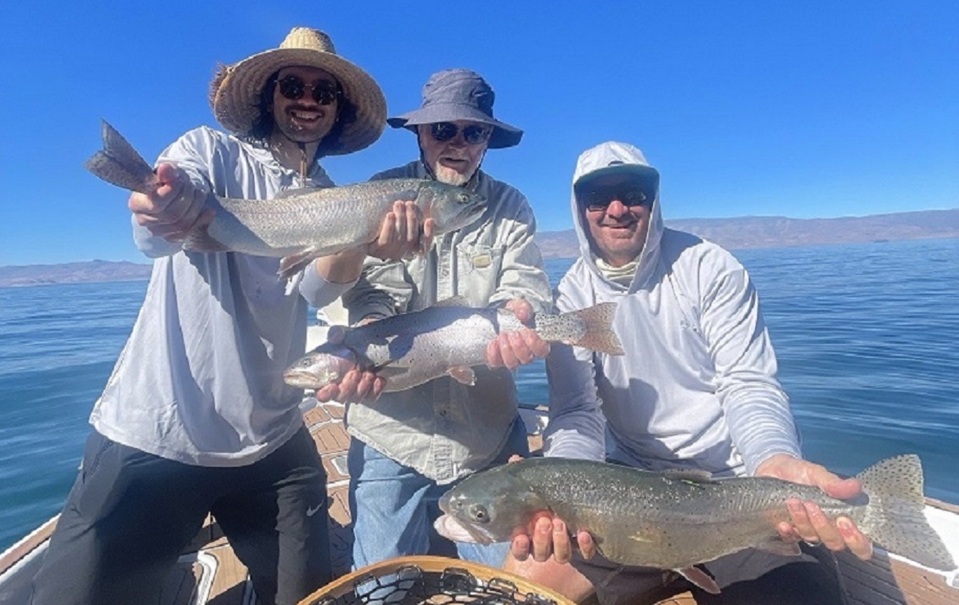 Fly Fishing Pyramid Lake - Lahontan Cutthroat Trout - Triple to the Boat