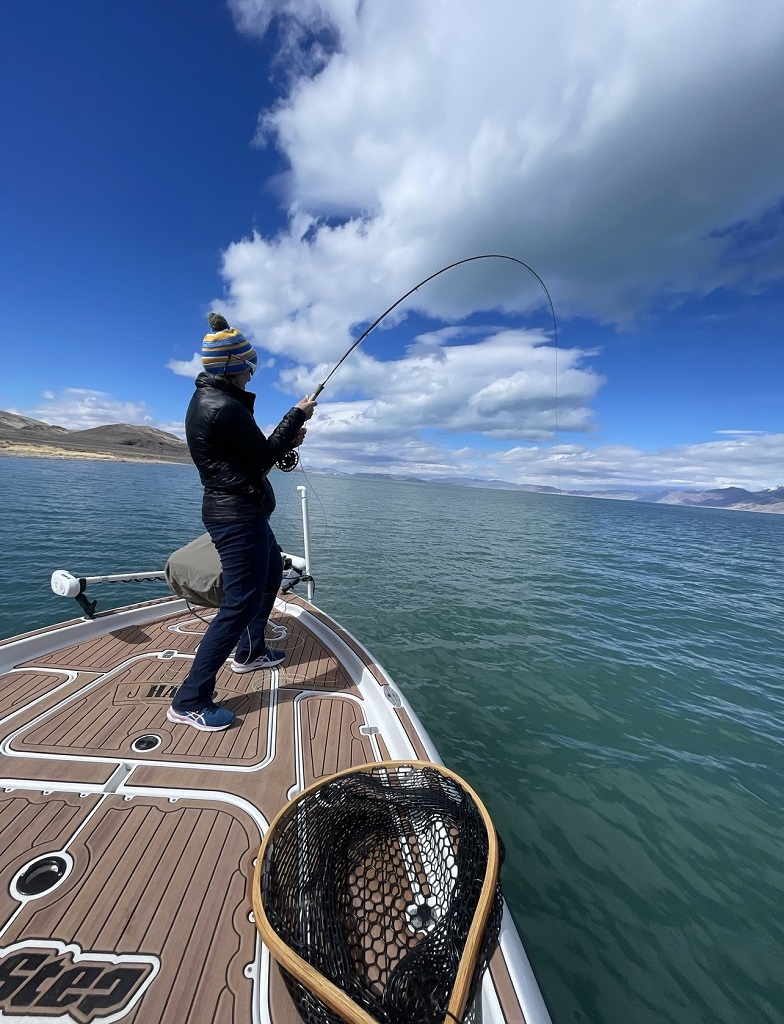 Fly fishing Pyramid Lake - Fish On