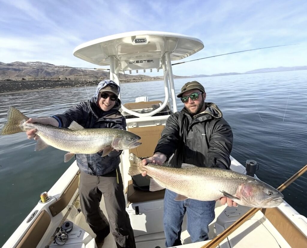 Fishing Pyramid Lake in February 2026 - Lahontan Cutthroat Trout - Double Hook Up